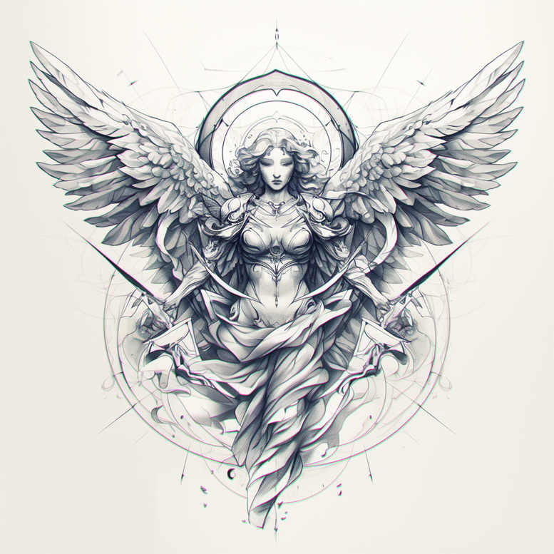 archangels – tattoo design ideas free ai generated – realism-realistic-texture – for-upper-thigh – Gallery: angel-inkby-ai