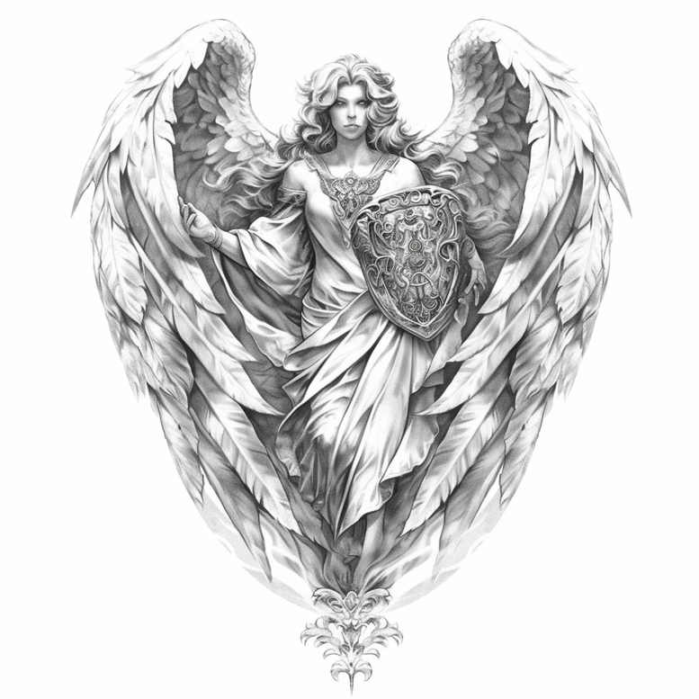 archangels – tattoo design ideas free ai generated – surrealism-distorted-perspective – for-behind-ear – Gallery: angel-inkby-ai