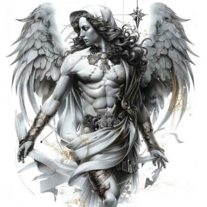celestial-angel – tattoo design ideas free ai generated – neotraditional-soft-blending – for-calf – Gallery: angel-inkby-ai