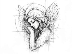 celestial-angel – tattoo design ideas free ai generated – neotraditional-subtle-highlights – for-thigh – Gallery: angel-inkby-ai