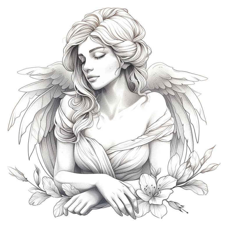 divine-angel – tattoo design ideas free ai generated – mandala-border – for-upper-thigh – Gallery: angel-inkby-ai