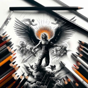 fallen-angel – tattoo design ideas free ai generated – circle-of-unity – for-arm – Gallery: angel-inkby-ai