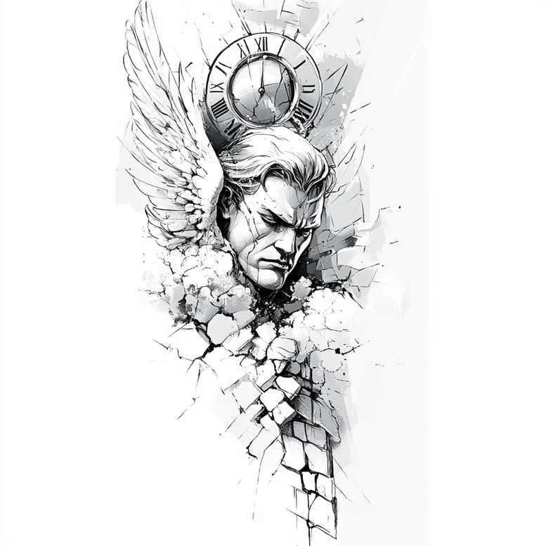 fallen-angel – tattoo design ideas free ai generated – neotraditional-refined-lines – for-heel – Gallery: angel-inkby-ai
