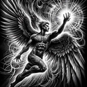 fallen-angel – tattoo design ideas free ai generated – realism-natural-contrast – for-back-shoulder – Gallery: angel-inkby-ai