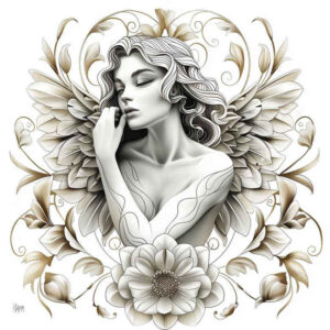 guardian-angel – tattoo design ideas free ai generated – neotraditional-contoured-forms – for-collarbone – Gallery: angel-inkby-ai