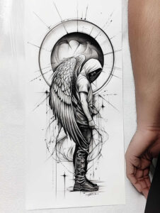 guardian-angel – tattoo design ideas free ai generated – neotraditional-decorative-detail – for-ankle – Gallery: angel-inkby-ai
