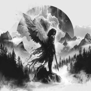 guardian-angel – tattoo design ideas free ai generated – neotraditional-layered-fill – for-upper-back – Gallery: angel-inkby-ai