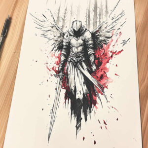 guardian-angel – tattoo design ideas free ai generated – realism-ultra-detailed – for-upper-thigh – Gallery: angel-inkby-ai