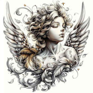 guardian-angel – tattoo design ideas free ai generated – spirituality – for-back-of-neck – Gallery: angel-inkby-ai