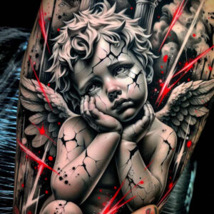 heavenly-angel – tattoo design ideas free ai generated – neotraditional-bold-highlights – for-ankle – Gallery: angel-inkby-ai