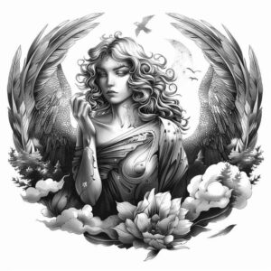 light-angel – tattoo design ideas free ai generated – neotraditional-decorative-elements – for-biceps – Gallery: angel-inkby-ai
