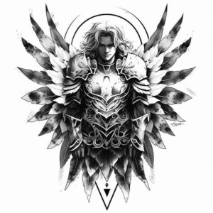 light-angel – tattoo design ideas free ai generated – realism-photo-ink – for-nape – Gallery: angel-inkby-ai