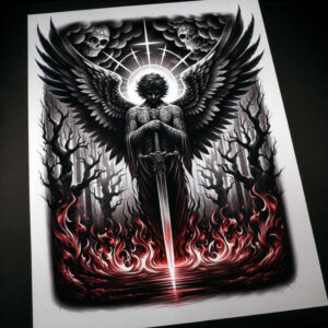 light-angel – tattoo design ideas free ai generated – realism-refined-lines – for-triceps – Gallery: angel-inkby-ai