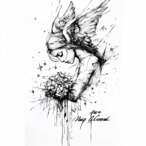 light-angel – tattoo design ideas free ai generated – realism-smooth-gradients – for-behind-ear – Gallery: angel-inkby-ai