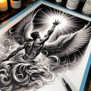 protective-angel – tattoo design ideas free ai generated – neotraditional-color-richness – for-full-back – Gallery: angel-inkby-ai