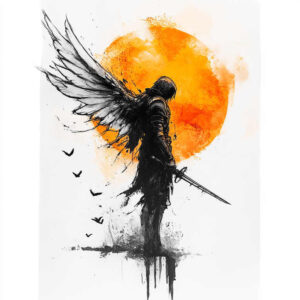 protective-angel – tattoo design ideas free ai generated – surrealism-displaced-objects – for-upper-arm – Gallery: angel-inkby-ai