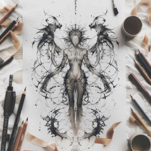 spiritual-angel – tattoo design ideas free ai generated – eastern-influence – for-biceps – Gallery: angel-inkby-ai