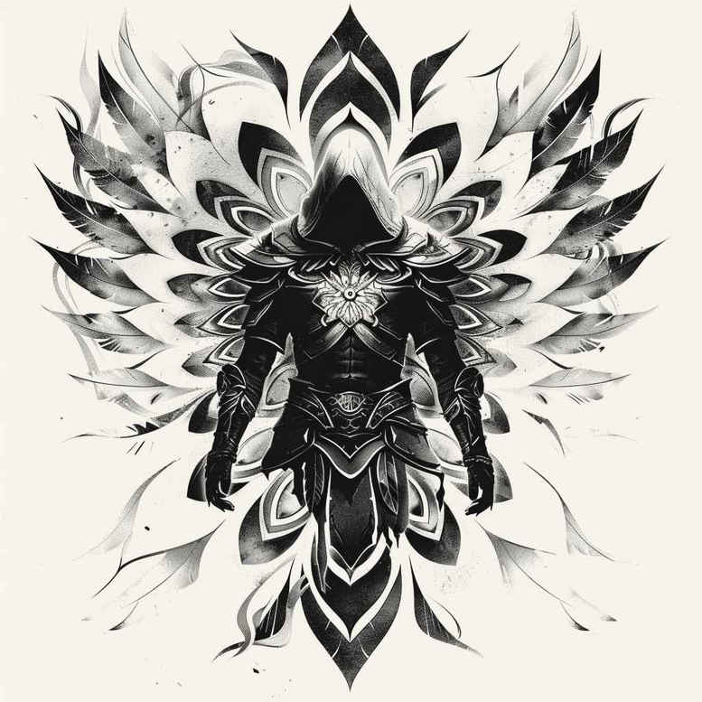 angel tattoo design ideas Realism reflective light angelic blessing for abdomen