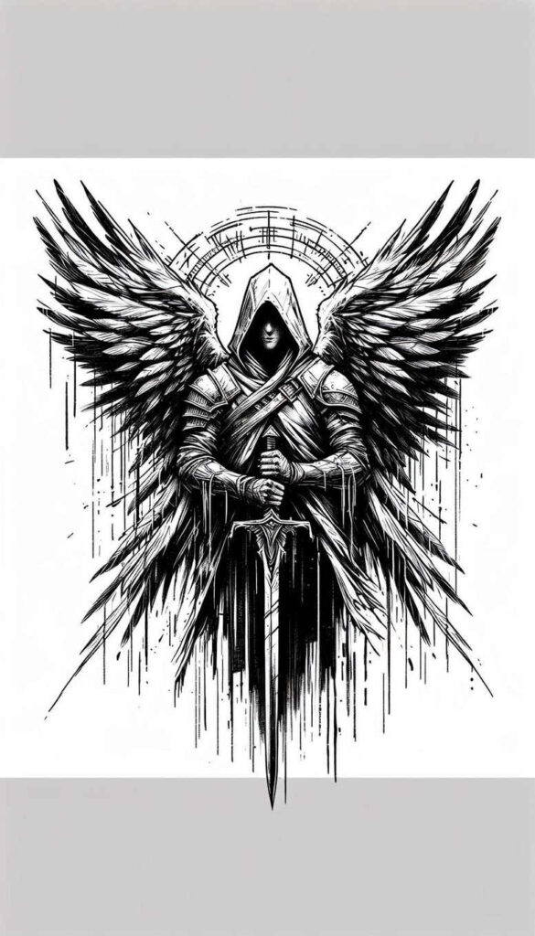 angel tattoo design ideas refined lines angelic blessing for upper shoulder