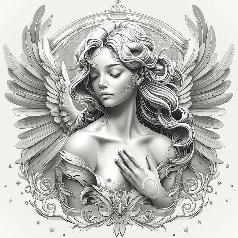 angel tattoo design ideas Realism soft focus angelic glow for neck
