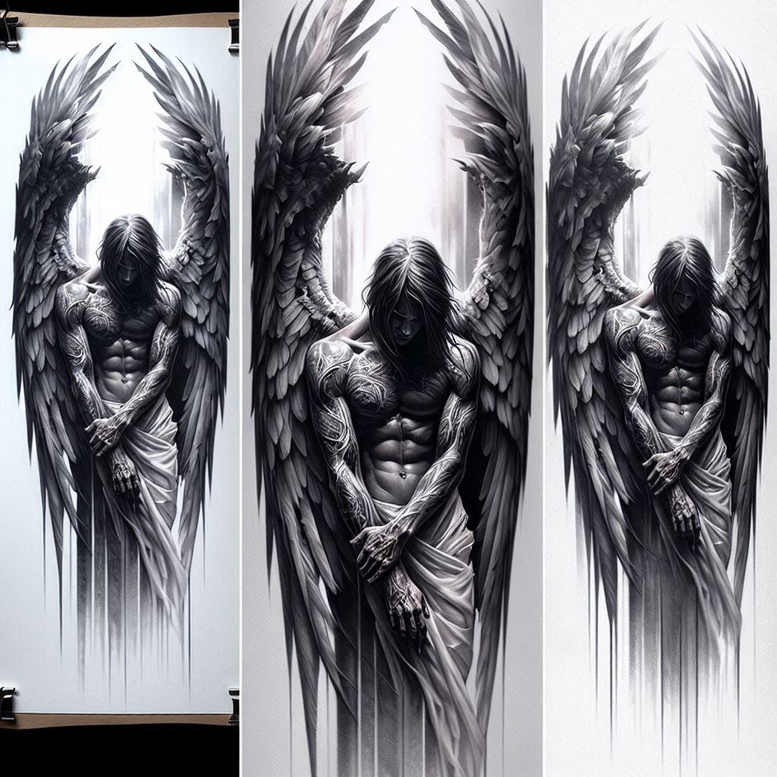 angel tattoo design ideas classic composition angelic glow for shin