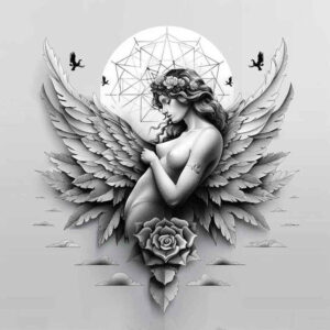 angel tattoo design ideas subtle tone angelic grace for back of neck