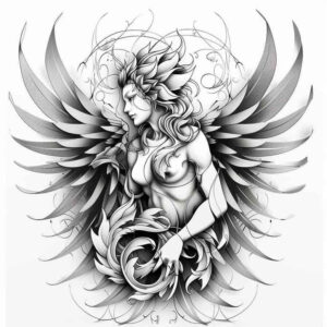 angel tattoo design ideas Surrealism abstract forms angelic grace for chest