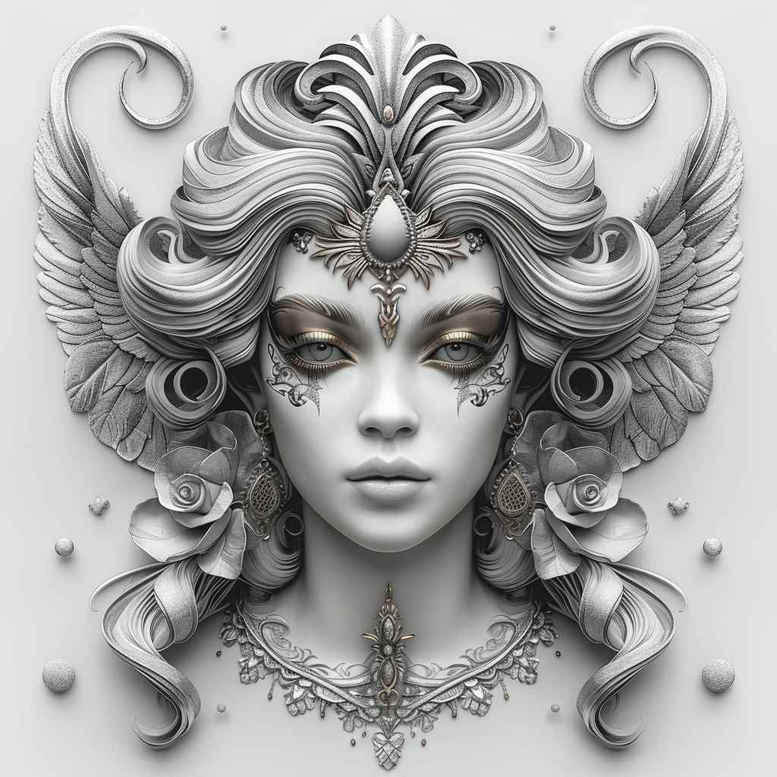 angel tattoo design ideas Surrealism abstract angelic grace for lower chest