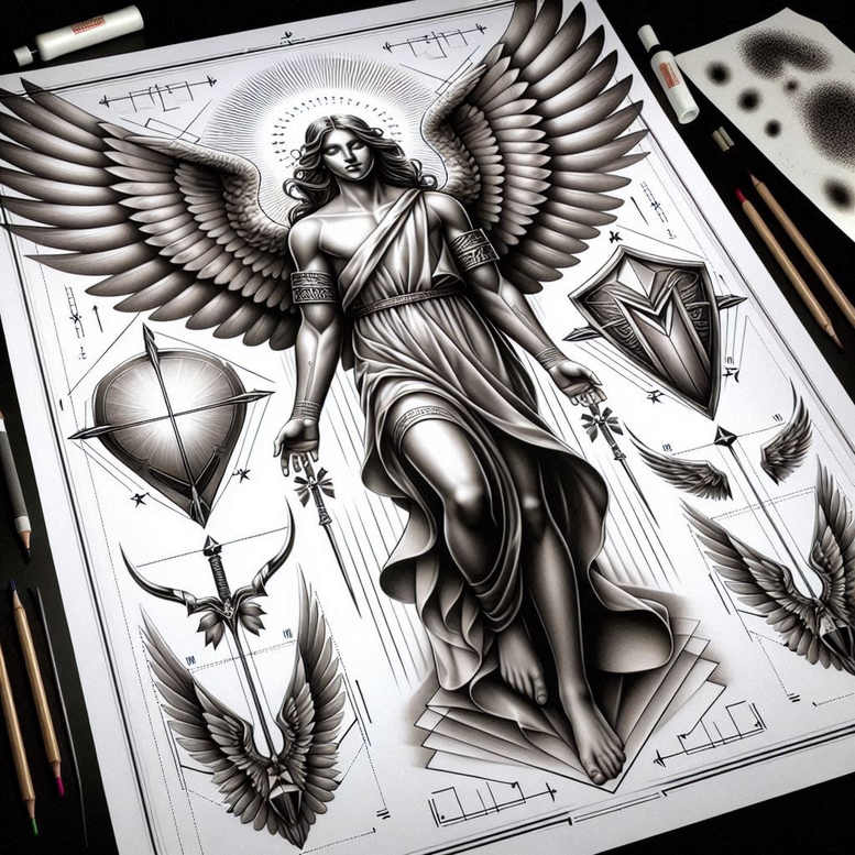 angel tattoo design ideas dynamic shapes angelic grace for shin