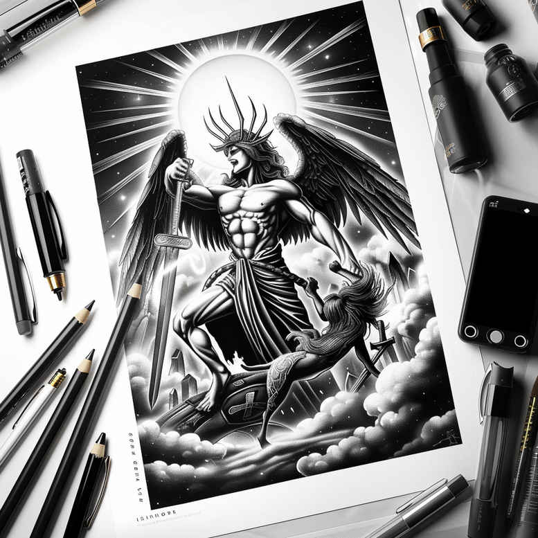angel tattoo design ideas Realism reflection effect angelic grace for stomach