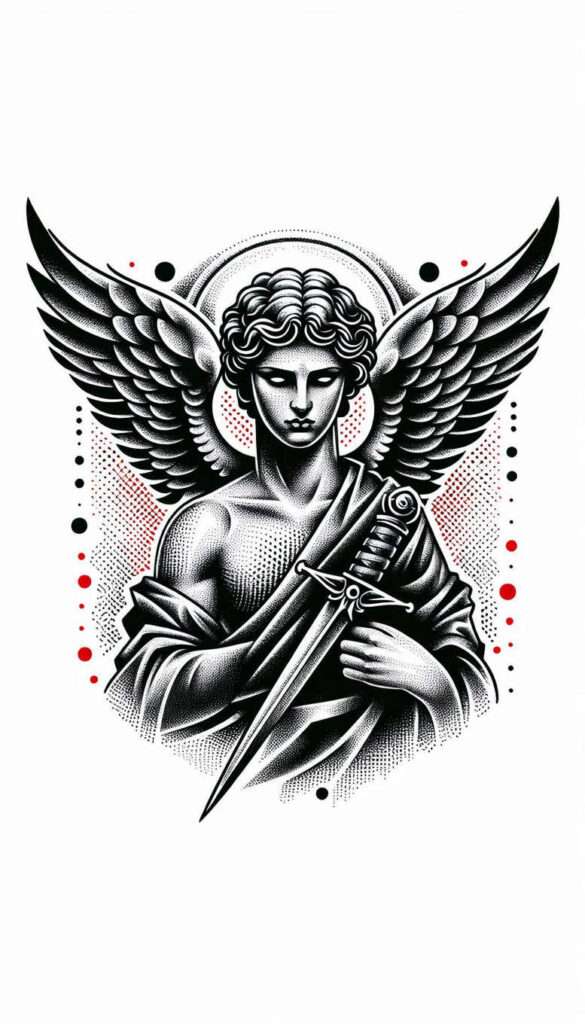 angel tattoo design ideas Surrealism morphic angelic presence for heel