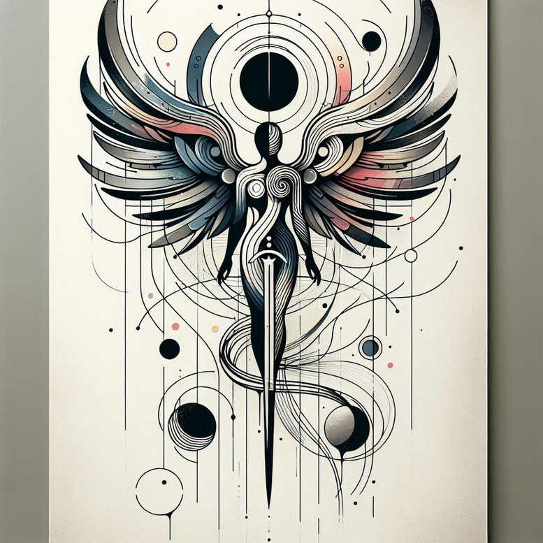 angel tattoo design ideas Surrealism shadow play angelic presence for upper back