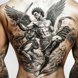 angel tattoo design ideas Surrealism abstract angelic spirit for lower thigh