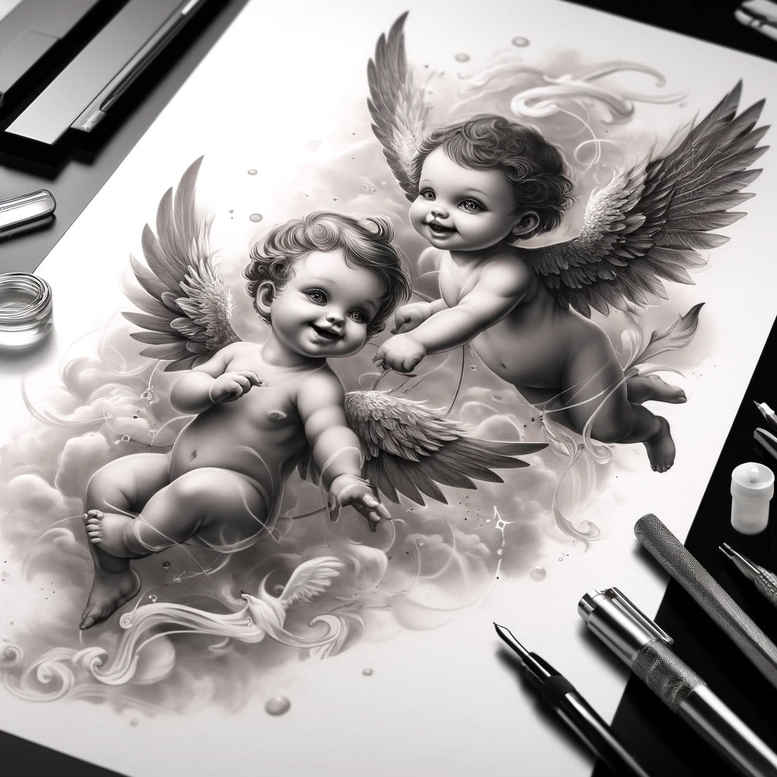 angel tattoo design ideas sharp contrast angelic spirit for side