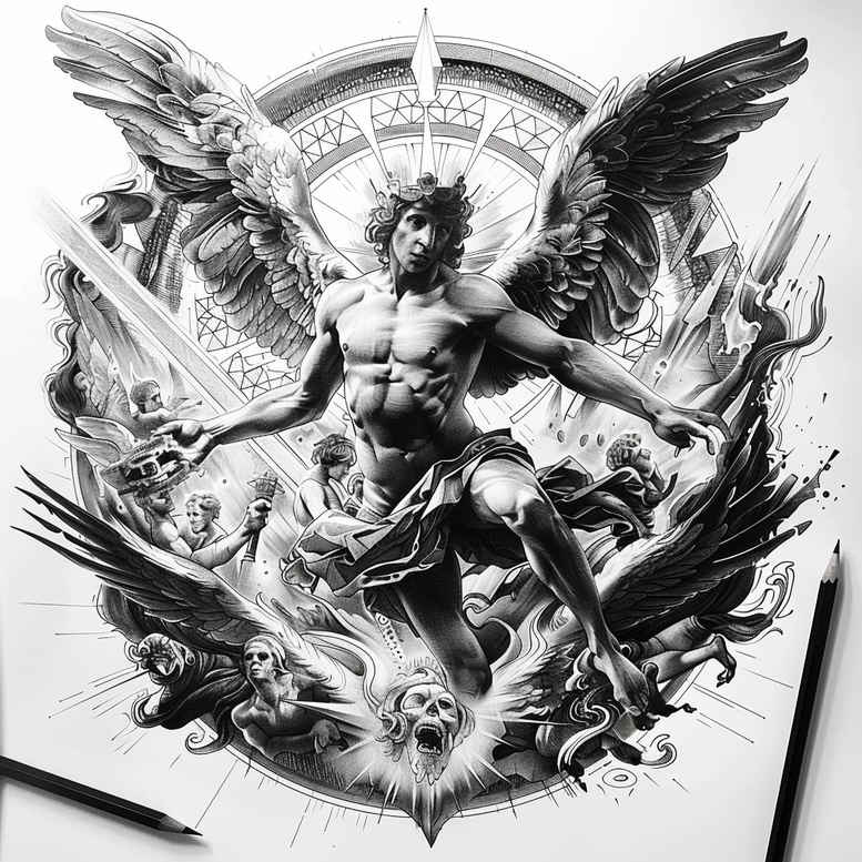 angel tattoo design ideas bold outline angelic spirit for side torso