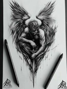 angel tattoo design ideas Surrealism translucent layers angelic spirit for upper chest