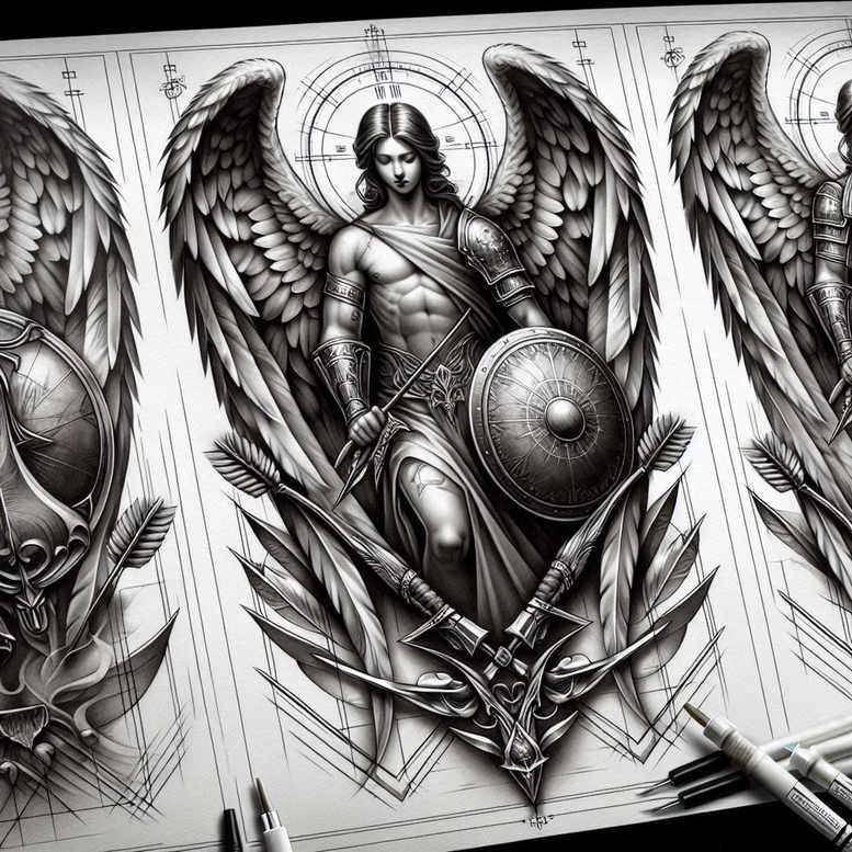 angel tattoo design ideas soft shadows angelic wings for foot