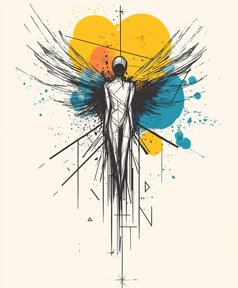 angel tattoo design ideas expressive color angelic wings for shin