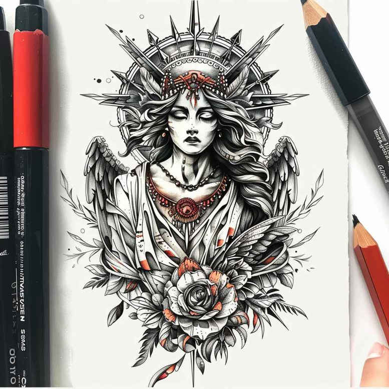 angel tattoo design ideas Surrealism impossible forms angelic wings for shoulder
