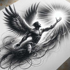 angel tattoo design ideas Surrealism fantastical elements angelic wings for shoulder blade