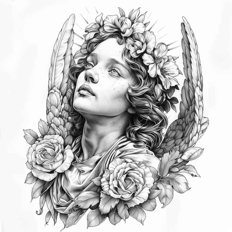angel tattoo design ideas Realism realistic perspective angelic wings for spine