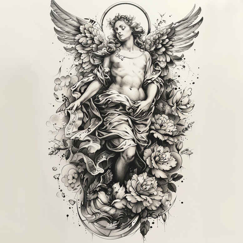 angel tattoo design ideas vivid gradients archangelic for nape