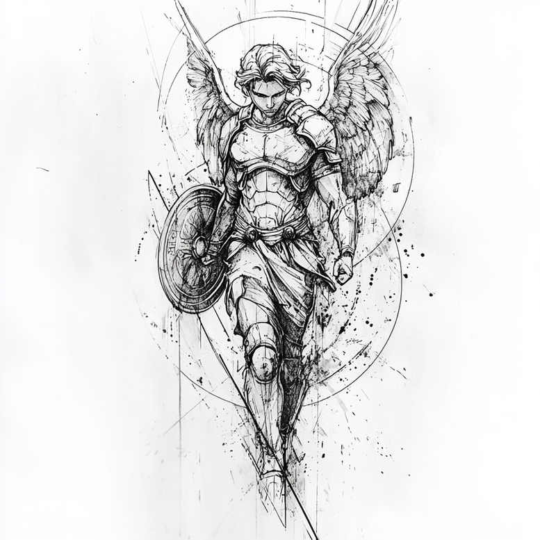 angel tattoo design ideas Realism transparent layer archangelic for shoulder
