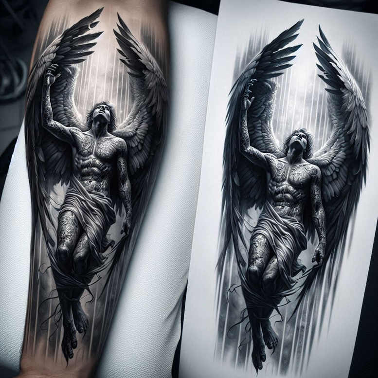 angel tattoo design ideas decorative flourishes celestial energy for fingers
