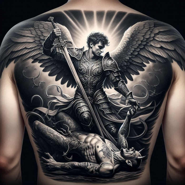 angel tattoo design ideas color overlays celestial energy for side torso