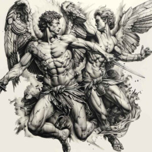 angel tattoo design ideas Surrealism ethereal glow celestial energy for stomach