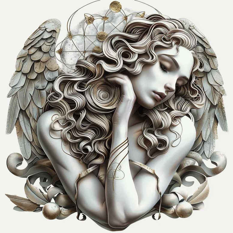 angel tattoo design ideas Realism illusion of depth celestial energy for upper thigh
