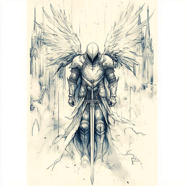 angel tattoo design ideas Realism sharp focus celestial for ankle