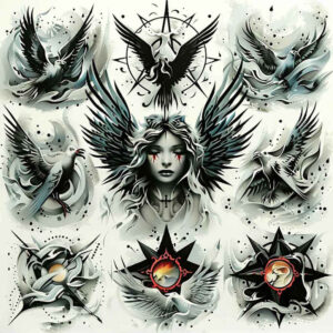angel tattoo design ideas Realism micro detail celestial for knee