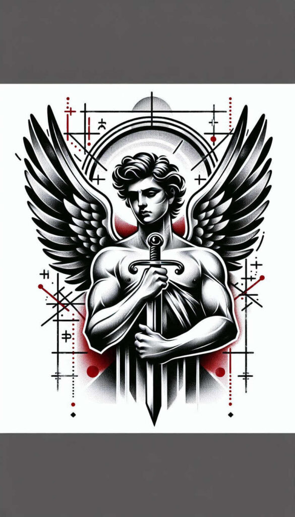 angel tattoo design ideas color depth celestial for outer arm